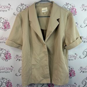 Tradition T-shirt blazer cargo style button up brown cream Beige Women's Blazer